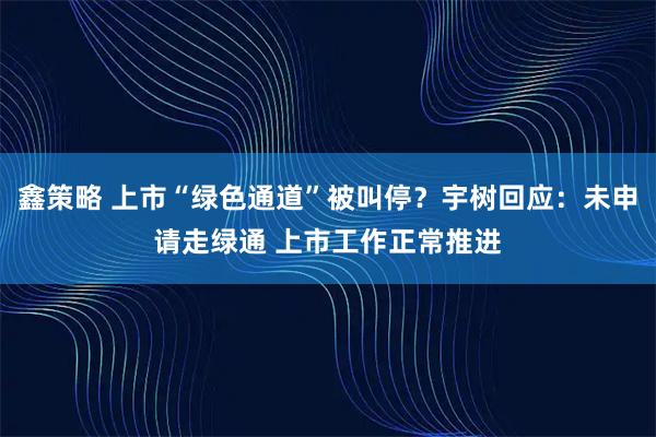 鑫策略 上市“绿色通道”被叫停？宇树回应：未申请走绿通 上市工作正常推进