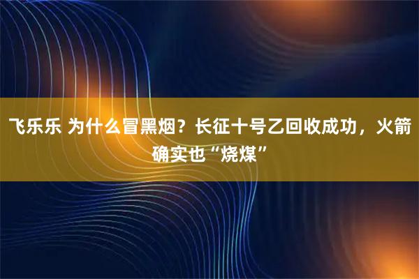 飞乐乐 为什么冒黑烟?长征十号乙回收成功,火箭确实也“烧煤”